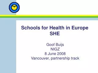 Schools for Health in Europe SHE