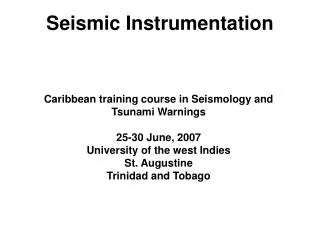 Seismic Instrumentation