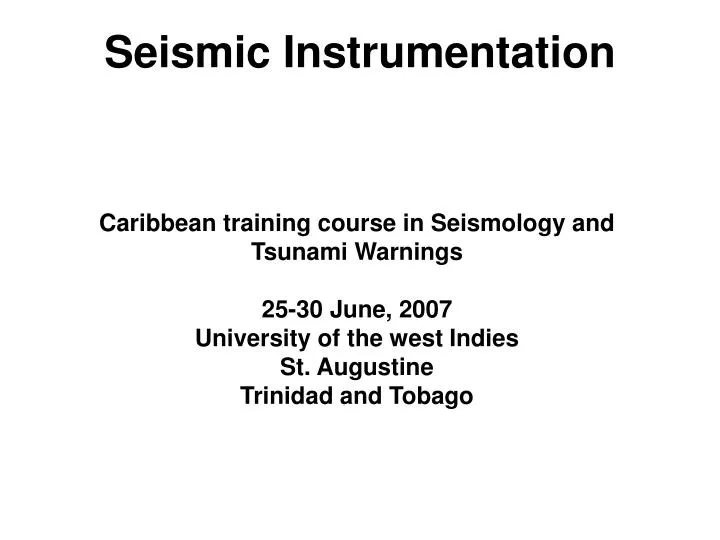 seismic instrumentation
