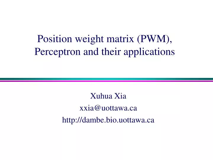 position weight matrix pwm perceptron and their applications