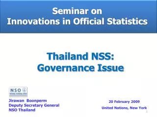 Seminar on Innovations in Official Statistics