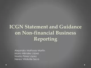 ICGN Statement and Guidance on Non-financial Business Reporting