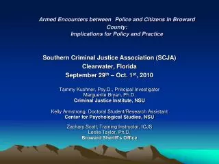 Southern Criminal Justice Association (SCJA) Clearwater, Florida
