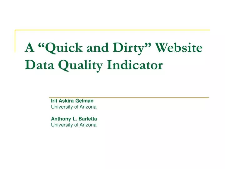 a quick and dirty website data quality indicator