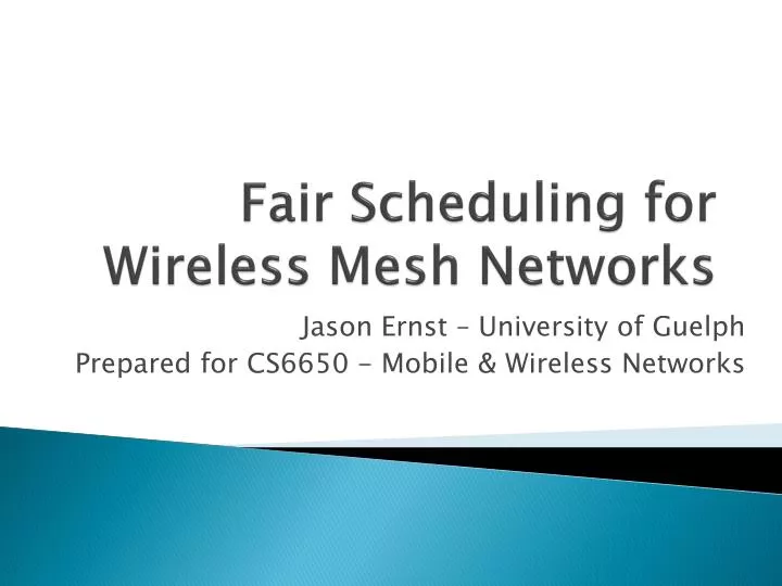 fair scheduling for wireless mesh networks