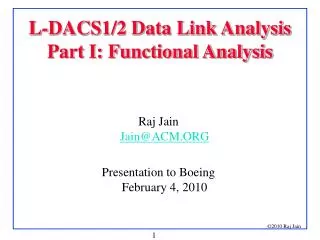 L-DACS1/2 Data Link Analysis Part I: Functional Analysis