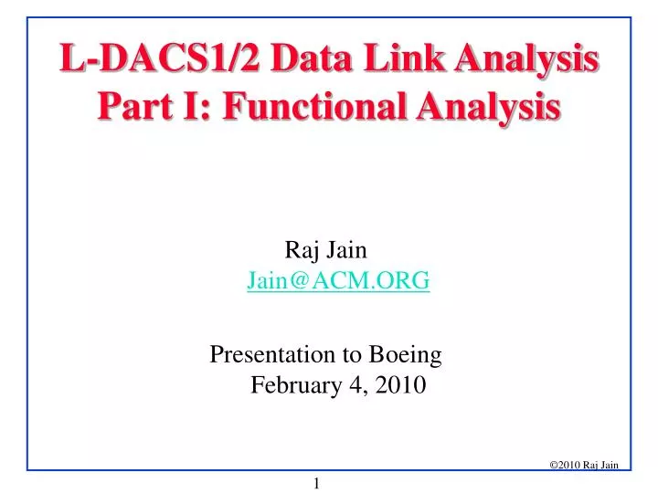 l dacs1 2 data link analysis part i functional analysis