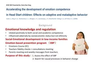 Background Emotional knowledge and regulation