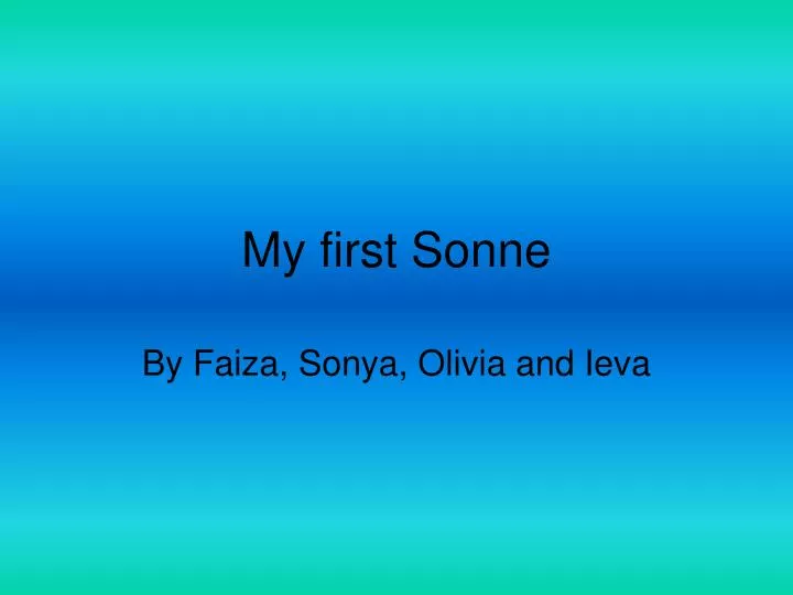 my first sonne