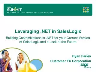 Leveraging .NET in SalesLogix