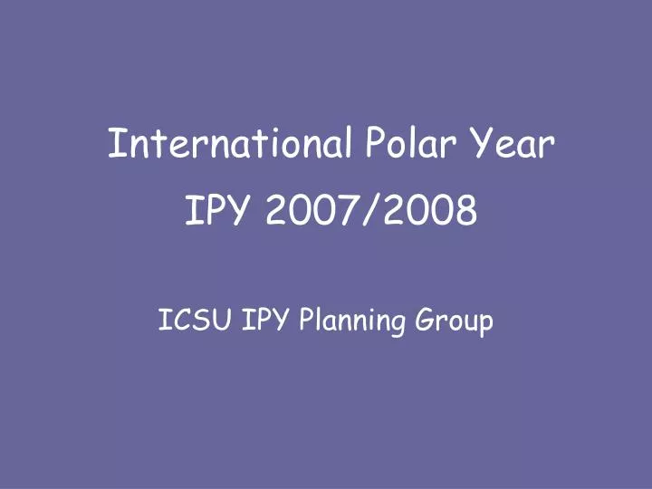 international polar year ipy 2007 2008