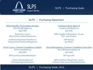 Rick Schaeffer, Procurement Analyst Rick.Schaeffer@slps 345-2298 Requisition &gt;$5,000