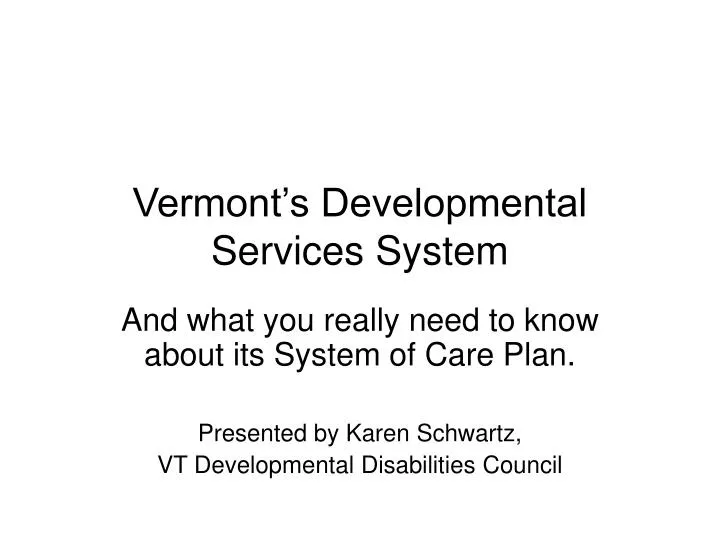 vermont s developmental services system