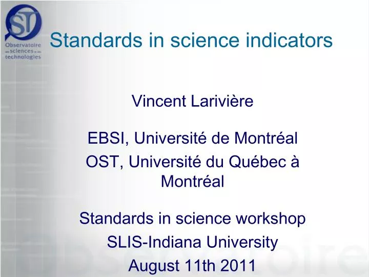standards in science indicators