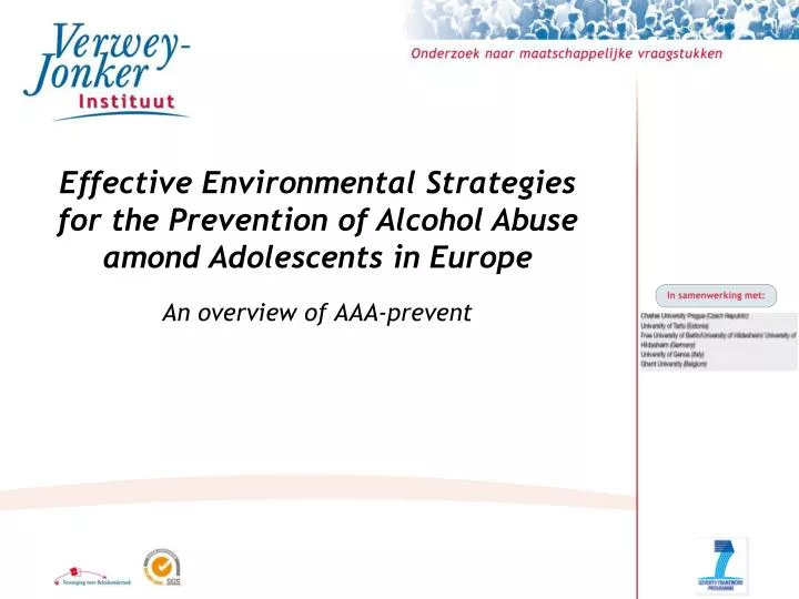 effective environmental strategies for the prevention of alcohol abuse amond adolescents in europe