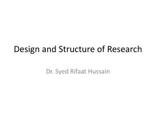 Design and Structure of Research