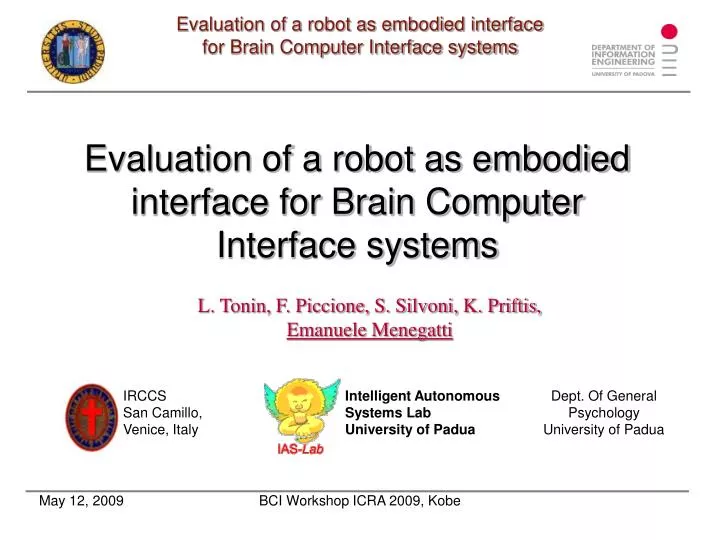evaluation of a robot as embodied interface for brain computer interface systems