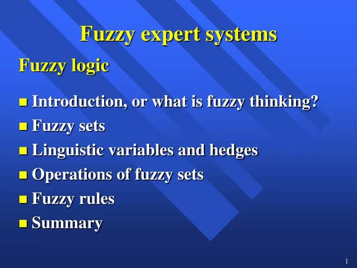 fuzzy expert systems