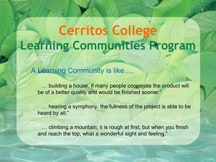 cerritos college learning communities program
