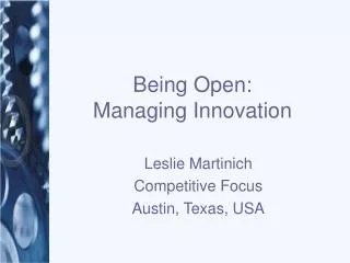 Being Open: Managing Innovation