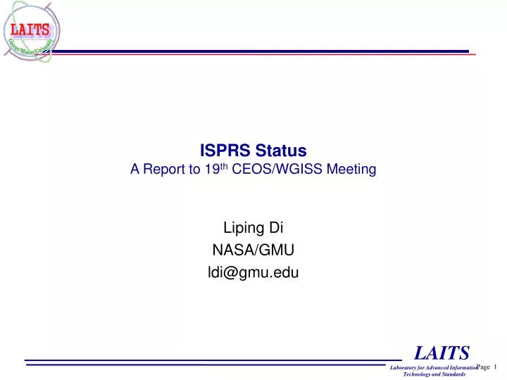 isprs status a report to 19 th ceos wgiss meeting