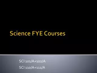 Science FYE Courses