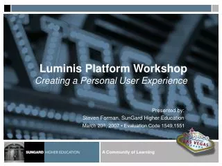 Luminis Platform Workshop Creating a Personal User Experience