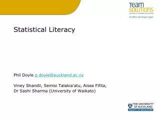 Statistical Literacy Phil Doyle p.doyle@auckland.ac.nz