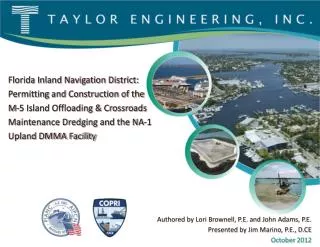 Florida Inland Navigation District: Permitting and Construction of the