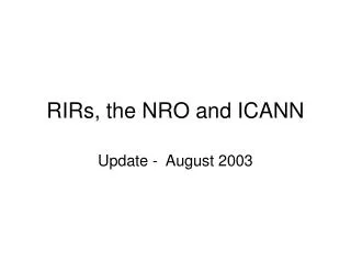 RIRs, the NRO and ICANN