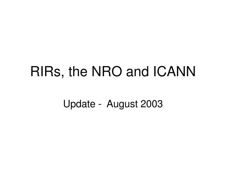 rirs the nro and icann