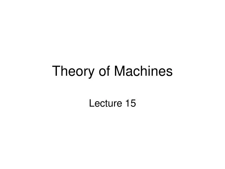 theory of machines