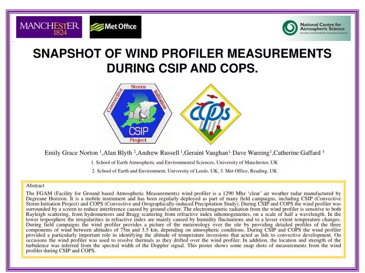 snapshot of wind profiler measurements during csip and cops