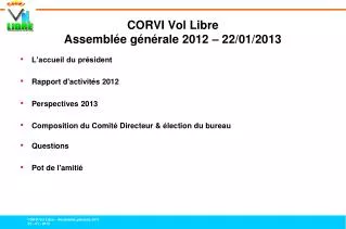 corvi vol libre assembl e g n rale 2012 22 01 2013
