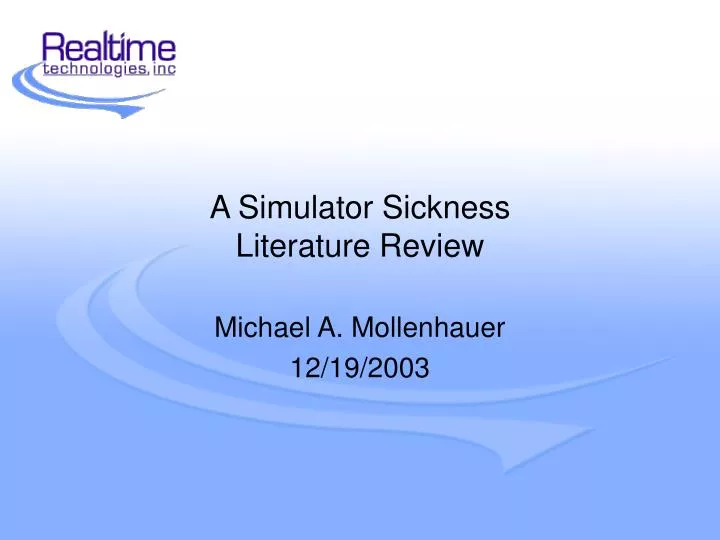 a simulator sickness literature review
