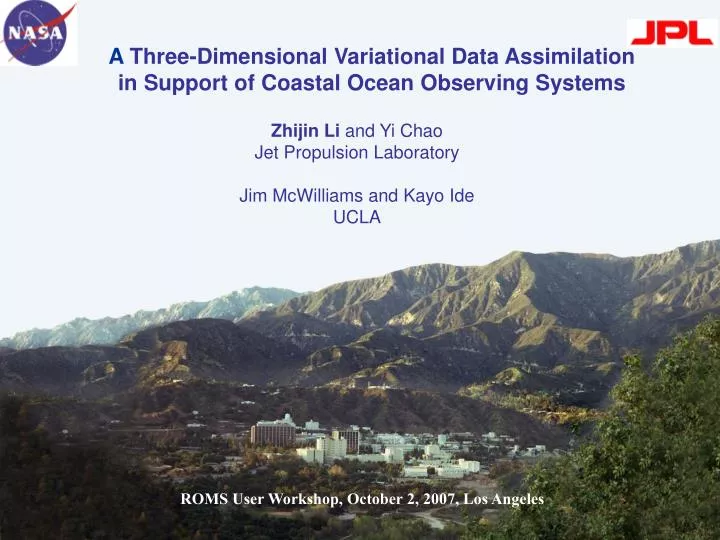 a three dimensional variational data assimilation in support of coastal ocean observing systems