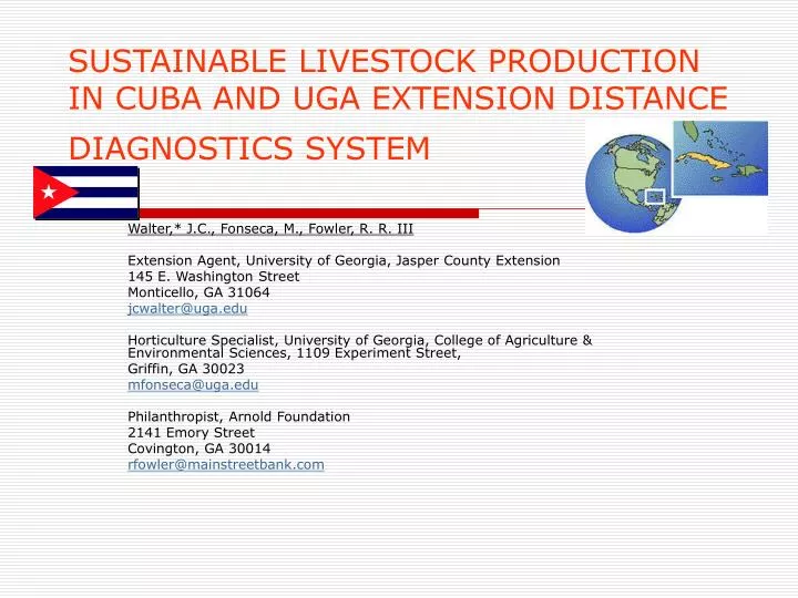 sustainable livestock production in cuba and uga extension distance diagnostics system
