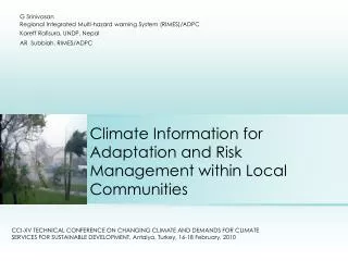 Climate Information for Adaptation and Risk Management within Local Communities