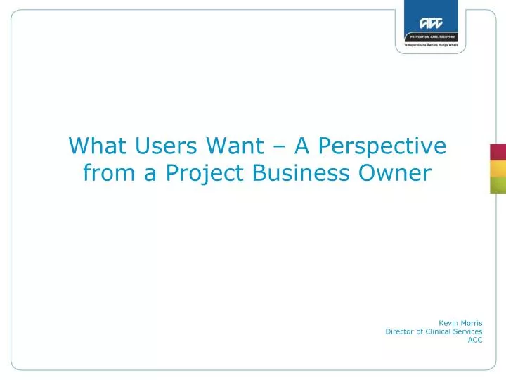 what users want a perspective from a project business owner