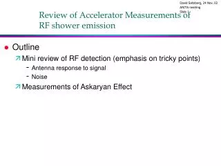 Review of Accelerator Measurements of RF shower emission