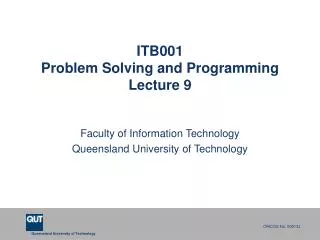 ITB001 Problem Solving and Programming Lecture 9