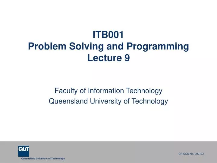 itb001 problem solving and programming lecture 9