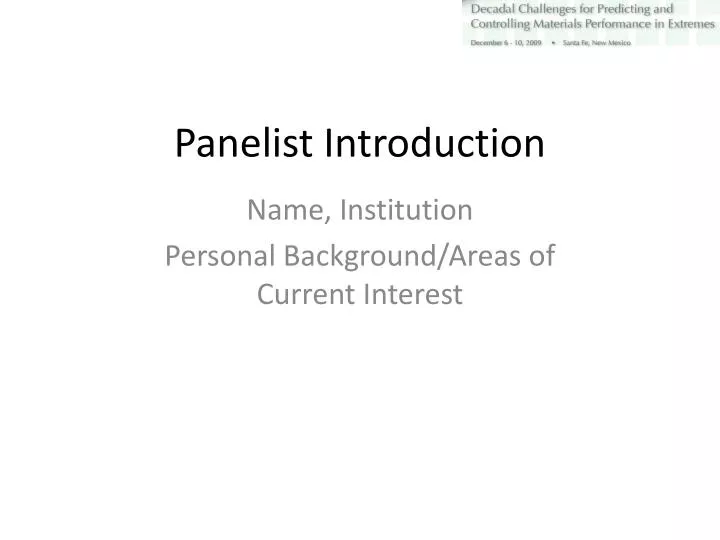 panelist introduction