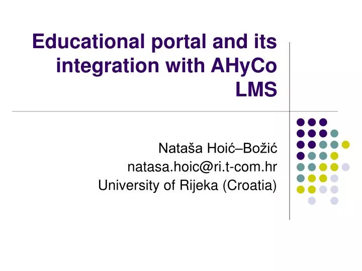 educational portal and its integration with ahyco lms