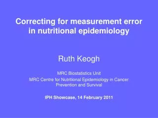 Correcting for measurement error in nutritional epidemiology