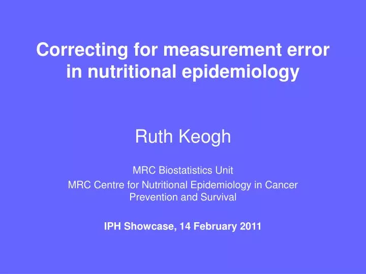 correcting for measurement error in nutritional epidemiology