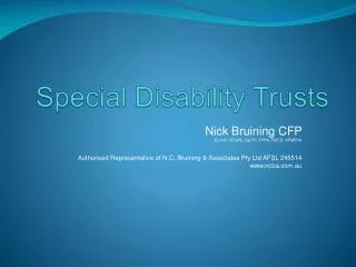 Special Disability Trusts