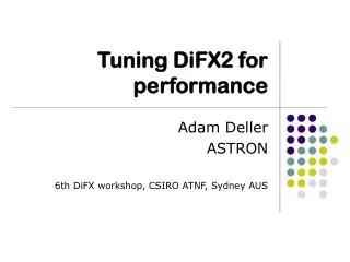 Tuning DiFX2 for performance