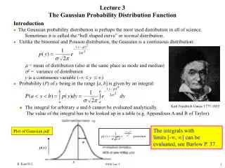 lecture 3 the gaussian probability distribution function