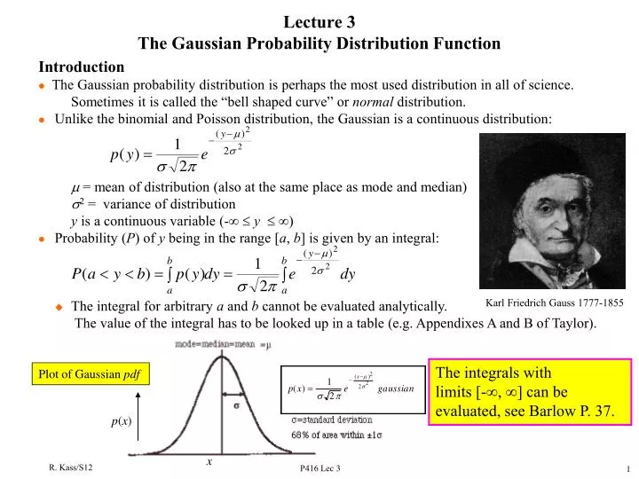 lecture 3 the gaussian probability distribution function